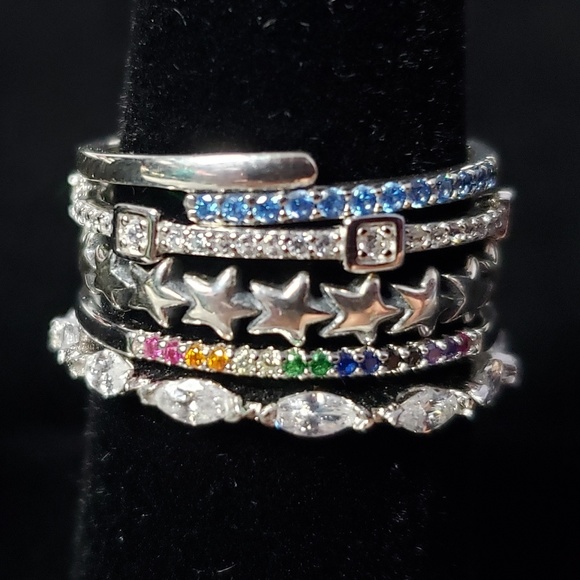925 Silver 🌈 Rainbow Minimal Band Tiny Stackable - Picture 8 of 8